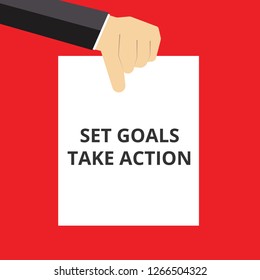 Text sign showing Set Goals Take Action. Vector illustration