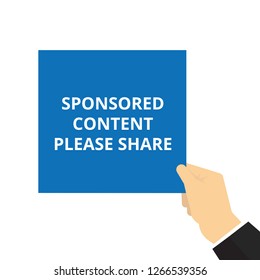 Text sign showing Sponsored Content Please Share. Vector illustration
