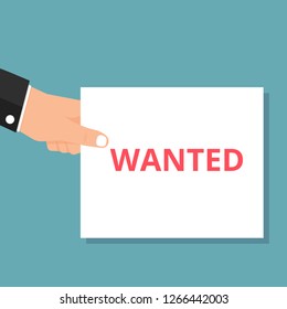 Text sign showing Wanted. Vector illustration