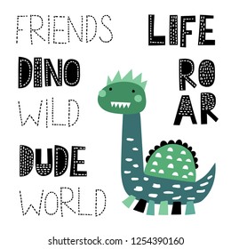 Text sign, slogan design set on a theme dinosaurs. Good for design of labels, logos, prints, posters, promotion for eco food, farm shop, card, eco prin. Cute dino.