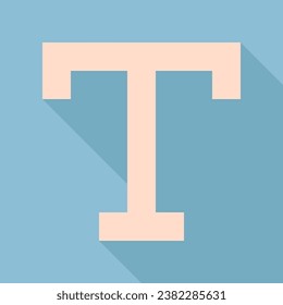 Text sign. Unbleached silk Icon with very long shadow at dark sky blue background. Illustration.