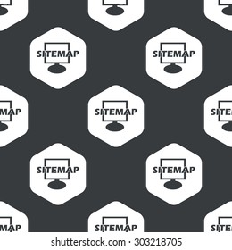 Text SITEMAP in front of monitor in hexagon, repeated on black