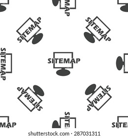 Text SITEMAP in front of monitor, repeated on white background