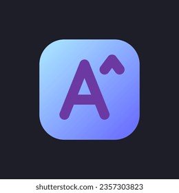 Text size flat gradient fill ui icon for dark theme. Dimension of characters. Edit information. Pixel perfect color pictogram. GUI, UX design on black space. Vector isolated RGB illustration