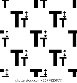 Text Size Icon Seamless Pattern, Text Height Size Icon Vector Art Illustration