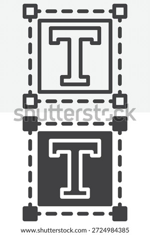 Text size icon set in different style. Line, outline and solid vector icon with editable stroke. Typography sign and symbol for font settings icon.