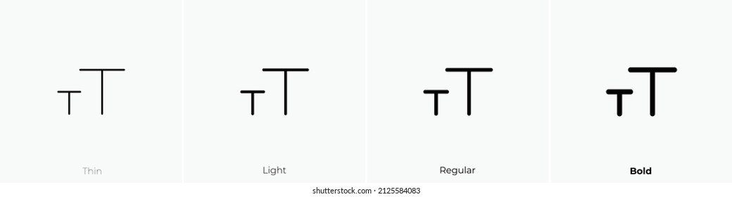 text size icon. Thin, Light Regular And Bold style design isolated on white background