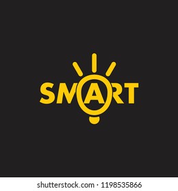 text smart light bulb symbol logo vector