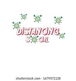 text of Social distancing, keep distance in public society people to protect from COVID-19 coronavirus outbreak spreading concept. Vector illustration