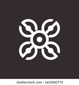 Text SOS logotype with cross circle geometric line art illustration in flat design monogram symbol