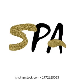 Text Spa for logo black color with gold texture