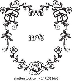 Text space for card design of love, romantic art of floral frame. Vector