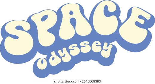 text, space, odyssey, typography, cartoon, blue, vintage, sci-fi, retro, slogan, adventure, stars, universe, cosmos, graphic, comic