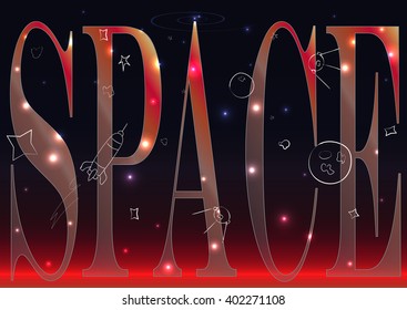 Text Space on the Background of the Starry Sky. Vector illustration