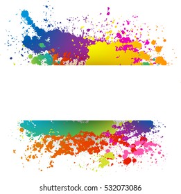 Text space white paper on colorful splashes background