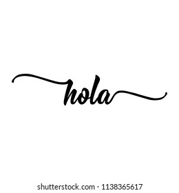 text in Spanish: Hello. calligraphy vector illustration. element for flyers, banner and posters. Modern calligraphy.