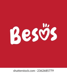 texto en español: Besos. Dejando. ilustración del vector de caligrafía. para folletos, pancartas y carteles. Caligrafía moderna. Besos