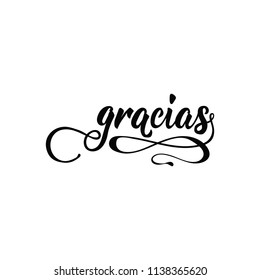 text in Spanish: Thank you. calligraphy vector illustration. element for flyers, banner and posters. Modern calligraphy. Gracias