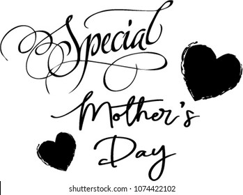 Text special mother's day vector black and white