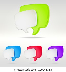 Text speech bubble eps10 vector glossy icon emblem as talking and communication illustration clip-art