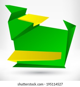 Text speech bubble. Origami banner, background.