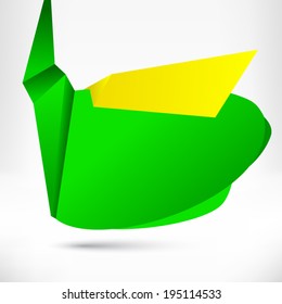 Text speech bubble. Origami banner, background.