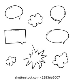 Text speech doodle bubbles set