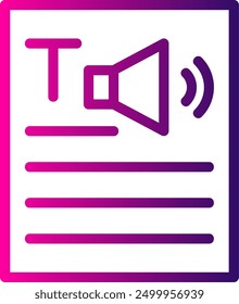 Text to speech Line Gradient Vector Icon Design