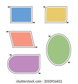 Text speech quote Flat style quote box or bubbles