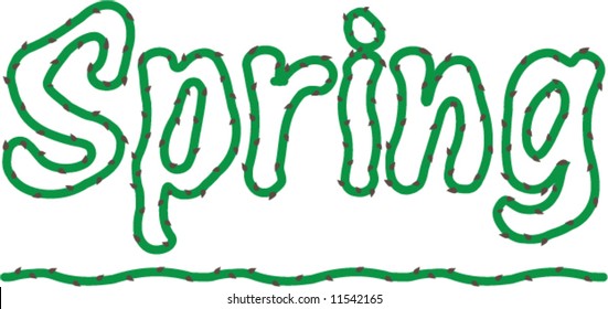 Text "Spring" - Young green runaway