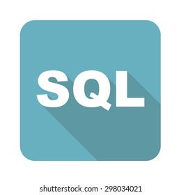 Text SQL in blue square, isolated on white