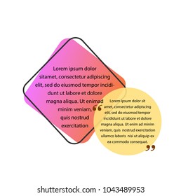 Text in square box and quote in circle. Quote design element. Typed text, calligraphy. For posters, banners, leaflets and brochures.