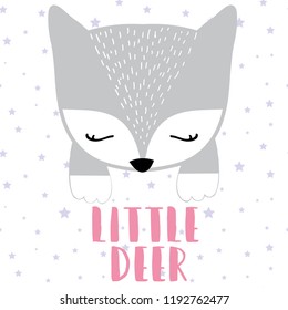text star deer baby girl tee illustration art vector  