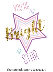 text star glitter tee girl illustration art vector  