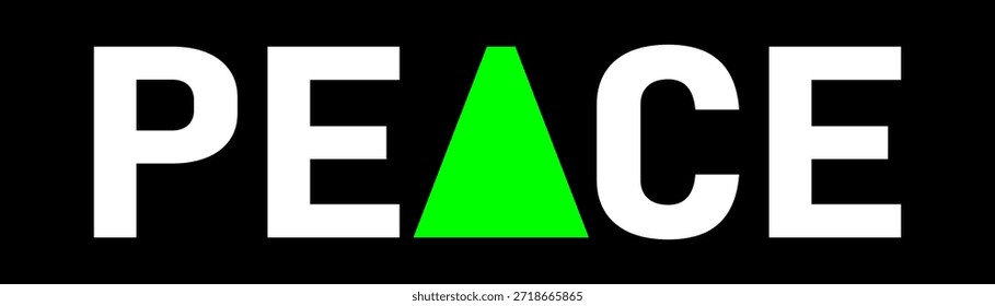 Etiqueta engomada del texto de la “paz” en un estilo limpio, minimalista de la tipografía en un fondo sólido.