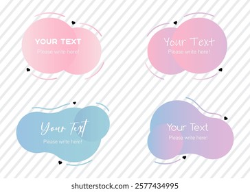 Text Stickers. Labels in delicate colors on transparent background. Vector illustration.