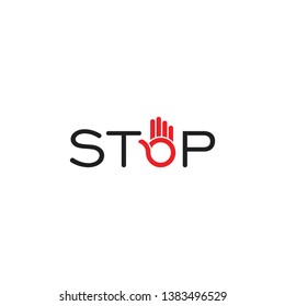 text stop hand palm symbol decoration vector