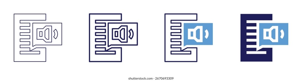 Text string icon in 4 different styles. Thin Line, Line, Bold Line, Duotone. Duotone style. Editable stroke.