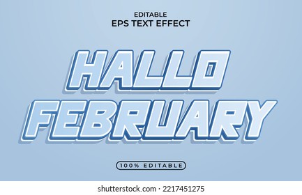 Text style effect with hello february celebration template