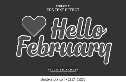 Text style effect with hello february celebration template