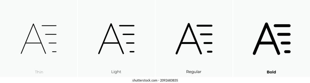 estilo de texto un icono. Diseño delgado, ligero y audaz aislado en un fondo blanco