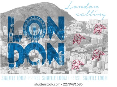 text suitable for textile and london print pattern white background