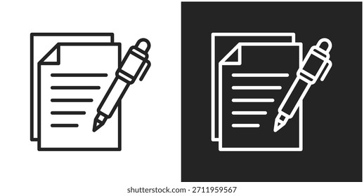 Icono De Resumen De Texto En Estilo De Línea En Blanco Y Negro