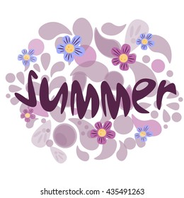 text summer with flowers