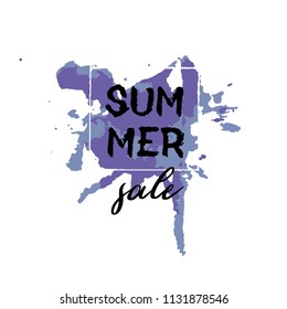 Text Summer Sale, discount banners.Grunge elements, ink drops, abstract background. Vector illustration.