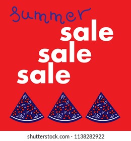 Text "summer sale" on red background . Vector
