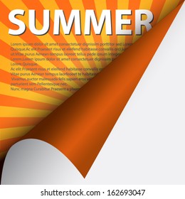 Text summer under curled corner
