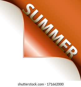 Text summer under curled corner