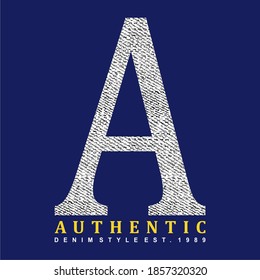 TEXT SYMBOL, AUTHENTIC, WORD DESIGN, GRUNGE, NAVY CLOTH, T SHIRT GRAPHICS, PRINT.