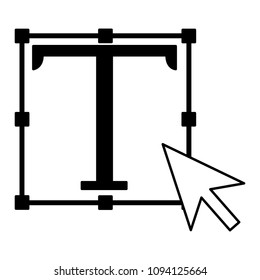 text symbol with cursor arrow